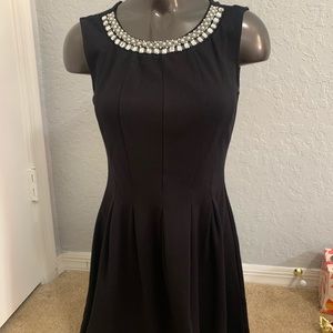 Black dress with gems on neckline